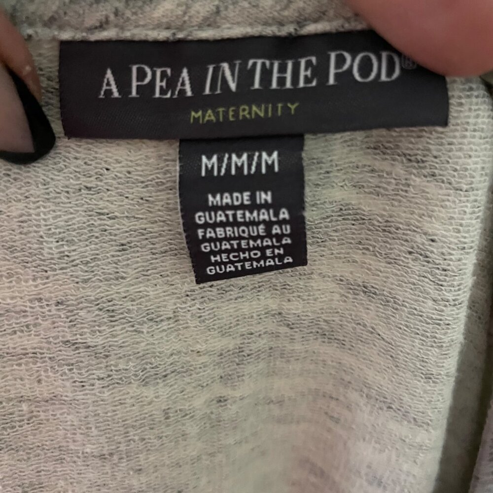 A Pea In The Pod Maternity Heather Gray Short Sleeve Top W/ Zipper Accents - Picture 5 of 5